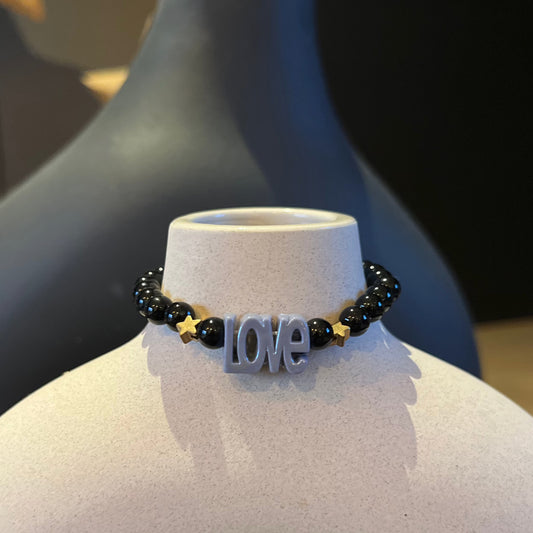 Bracelet de perles noires love
