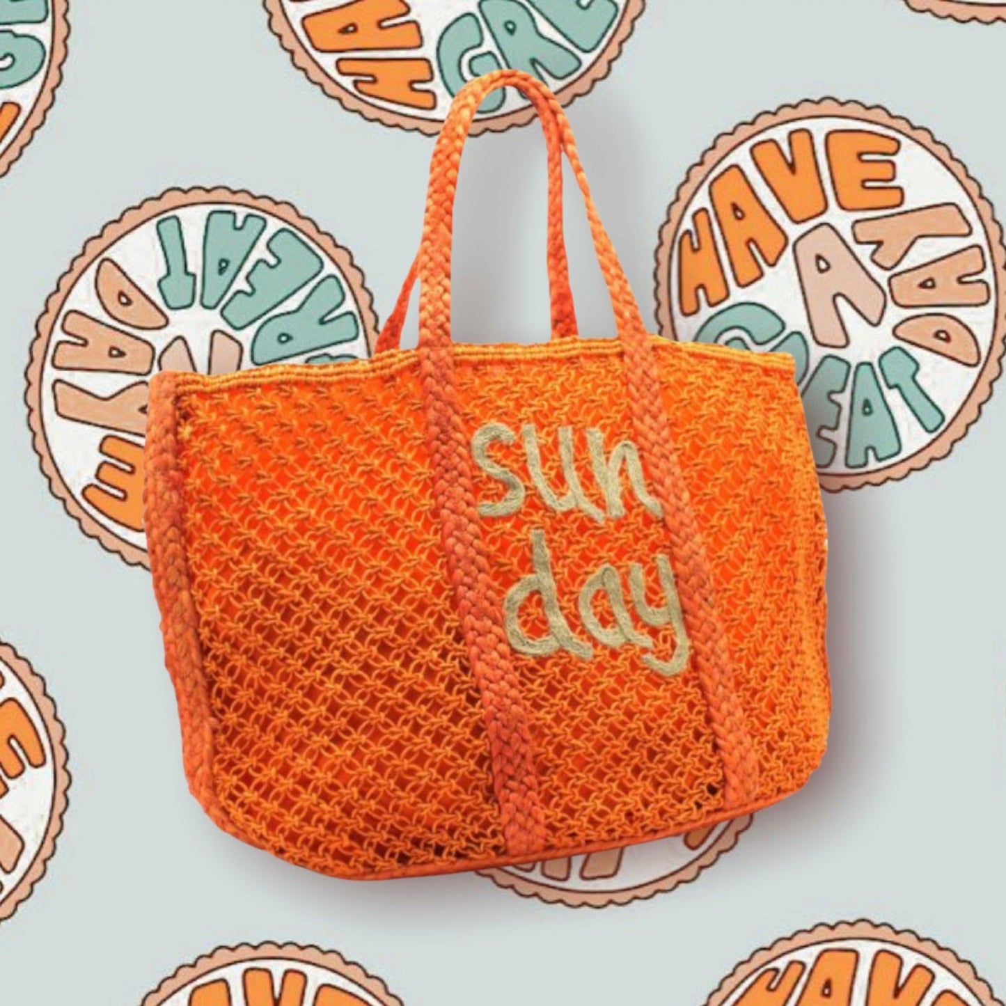 cabas en crochet orange SUN DAY